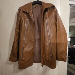 Woman's Tan Faux Leather Jacket